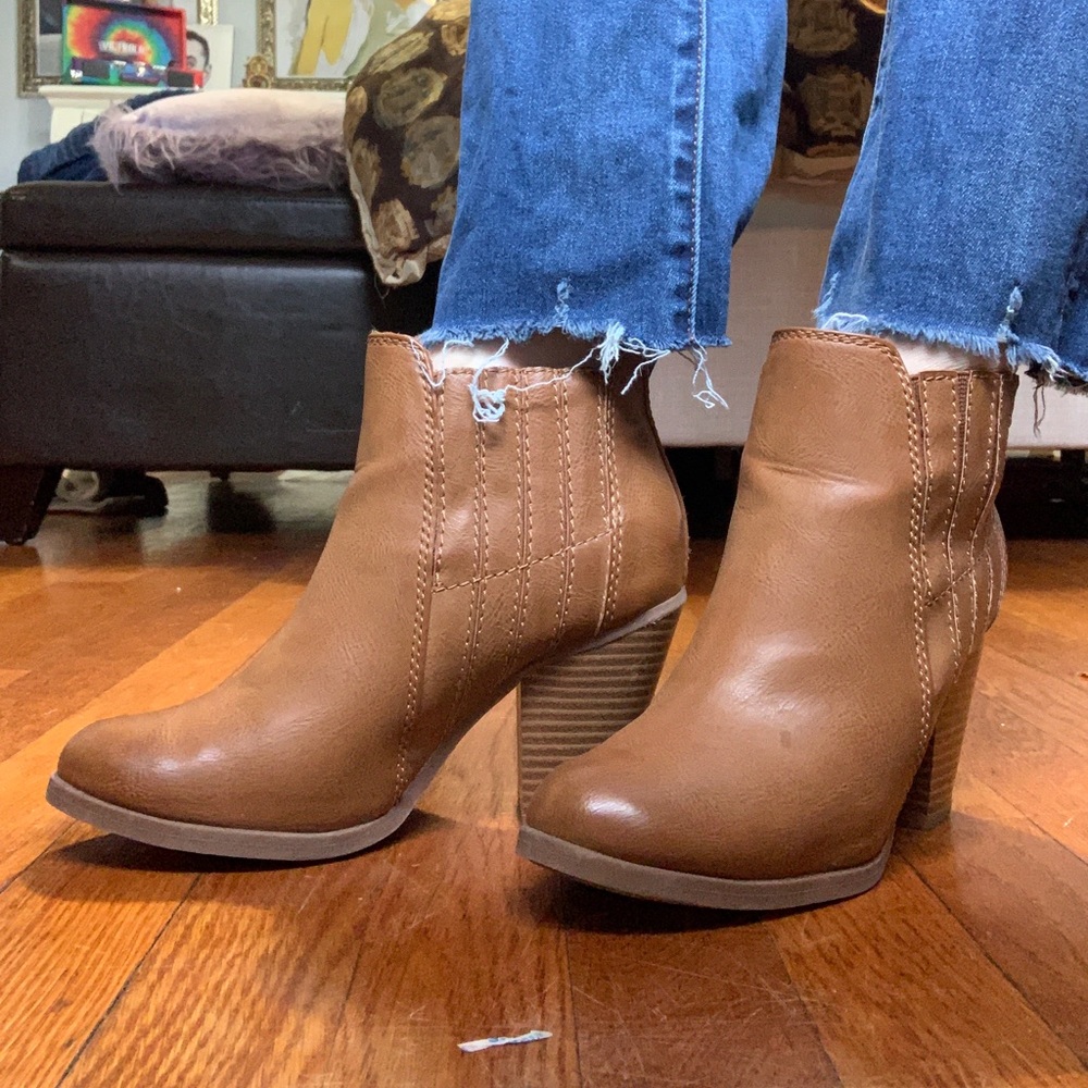 Tan heeled ankle boots